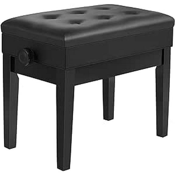 SONGMICS Taburete ajustable de madera para piano con almacenamiento de partituras negro