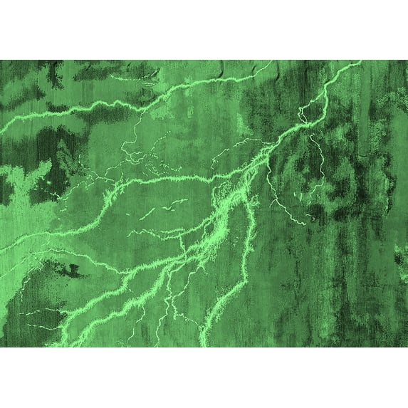 Ahgly Company Indoor Rectangle Oriental Emerald Green Industrial Area Rugs, 7' x 10'