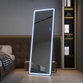 thumbnail image 2 of LVSOMT 63"X22" RGB LED Mirror, Full-Length Mirror with Lights, Floor Mirror, Full Body Mirror, Free Standing x Wall Mounted Mirror, Large Full Size Stand up Mirror for Bedroom Living Room, White, 2 of 7