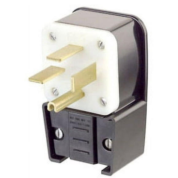 Leviton 8452-P 50 Amp, 250 Volt- 3PY, Straight Blade, Plug, Industrial Grade, Grounding, Angle, Black