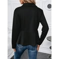 thumbnail image 6 of Women'S Pearl Trim Blazer Open Front Long Sleeve Shawl Collar Elegant Suits Jackets Black L, 6 of 7