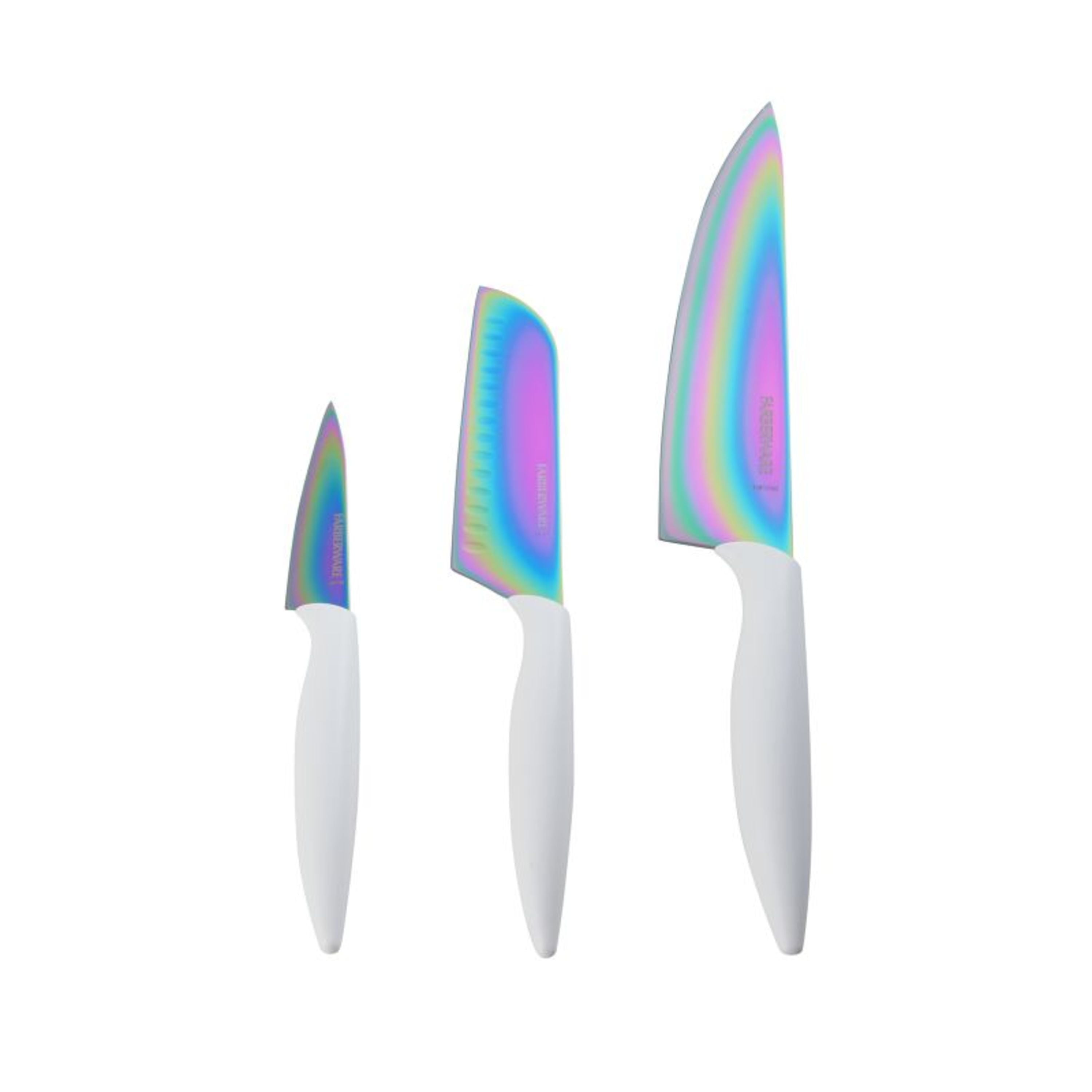  Hollory Rainbow Kitchen Knife Set 3 Piece, Razor Sharp