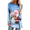 thumbnail image 2 of Pntutb Mujeres Mangas Largas Camisas Casuales Impresión de Navidad Cuello Redondo Pullover Túnica tops Pntutb Pntutb-499, 2 of 5