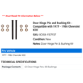 thumbnail image 2 of Door Hinge Pin and Bushing Kit - Compatible with 1977 - 1986 Chevy K30 1978 1979 1980 1981 1982 1983 1984 1985, 2 of 2