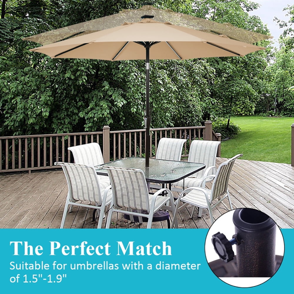 Barara King Patio Umbrella Base, Round Table Umbrella Base Stand, Weather-Resistant Outdoor Market Umbrella Stand Holder for Yard/Garden/Deck Porch (Black)