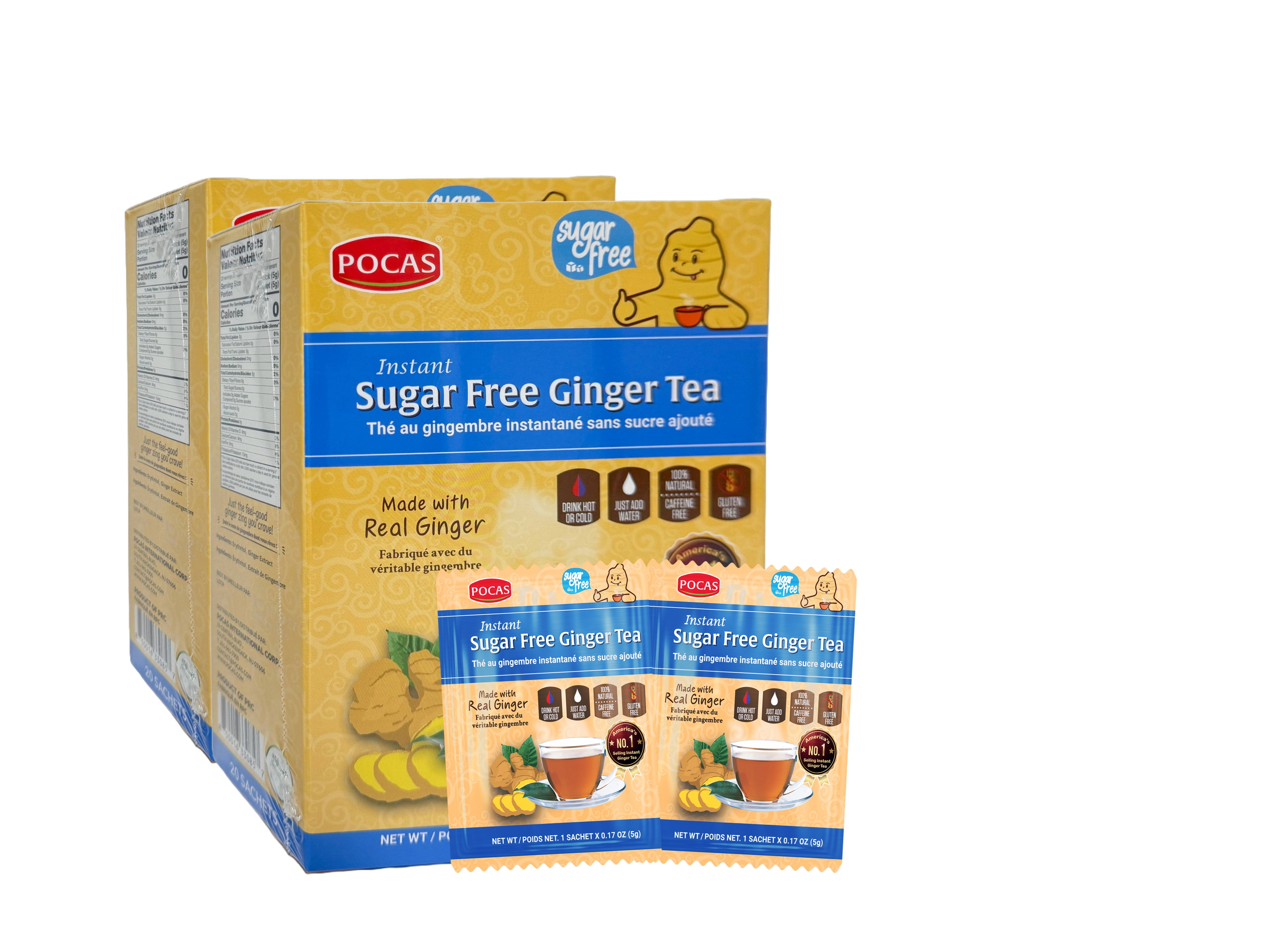 Pocas Honey Ginger Tea, Mint, 12.7 Oz 40bags ( 2packs x 20 Bags