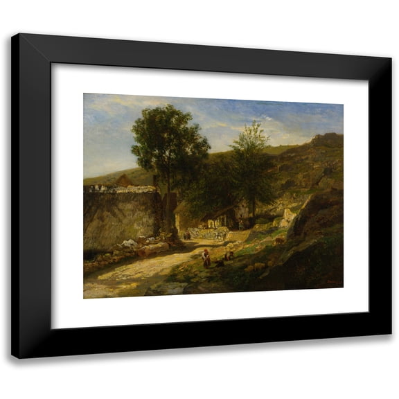 Charles François Daubigny 14x12 Black Modern Framed Museum Art Print Titled - Entrance to the Village