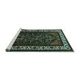 thumbnail image 2 of Ahgly Company Machine Washable Indoor Square Oriental Turquoise Blue Industrial Area Rugs, 6' Square, 2 of 4