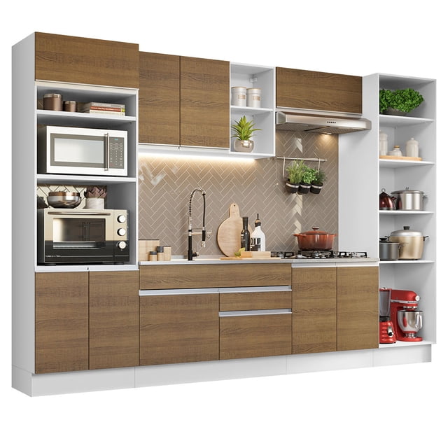 Cocina Integral Completa 330cm Madesa Glamy Blanco/Marrón