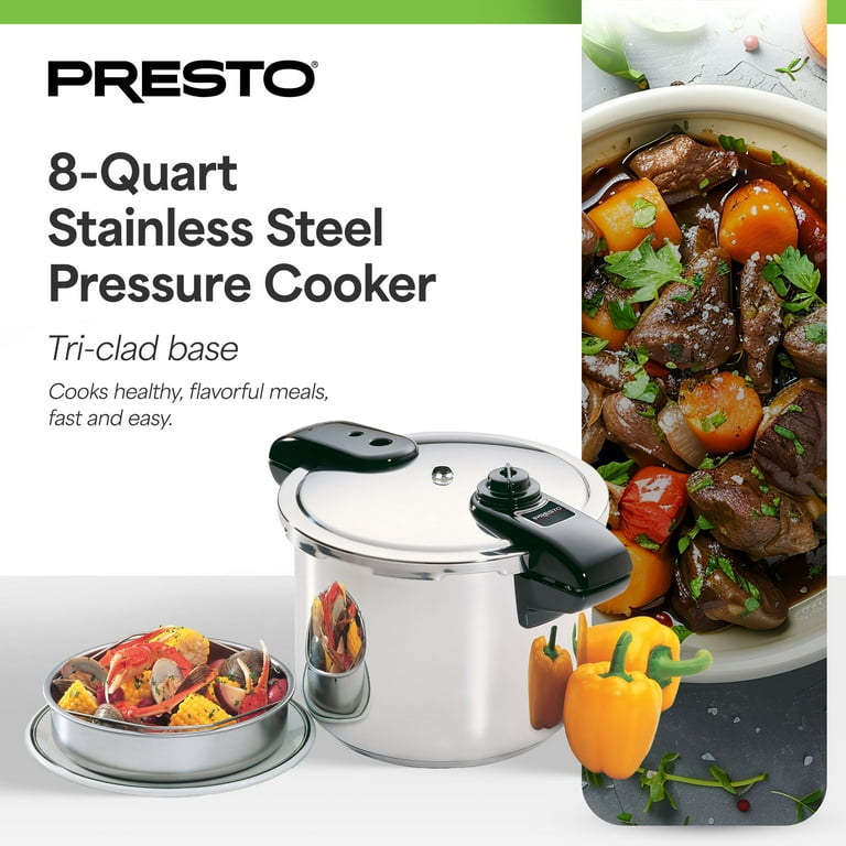 Presto NEW 8 Qt. Stainless Steel Pressure Cooker, Fast Uniform