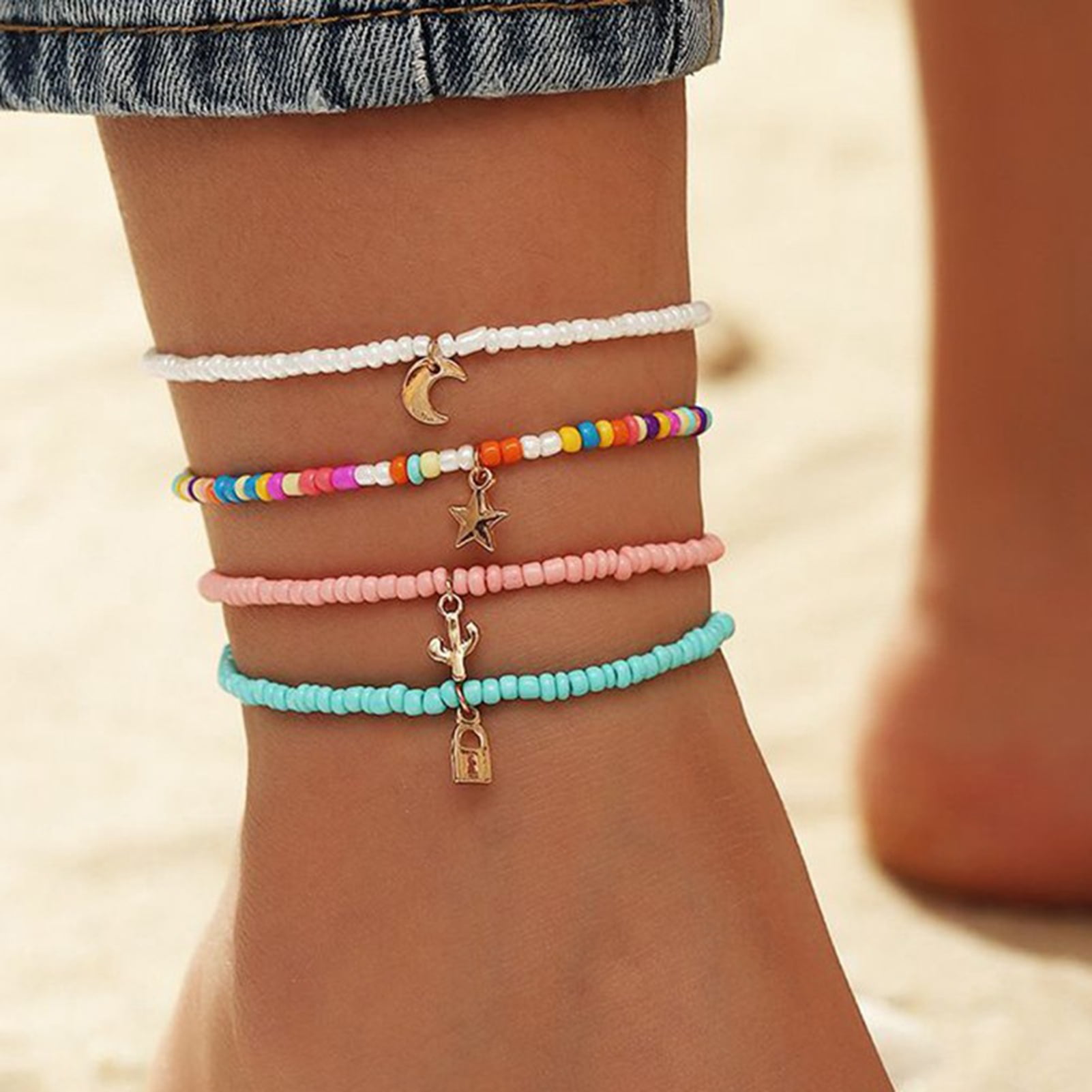 stretch bead anklet