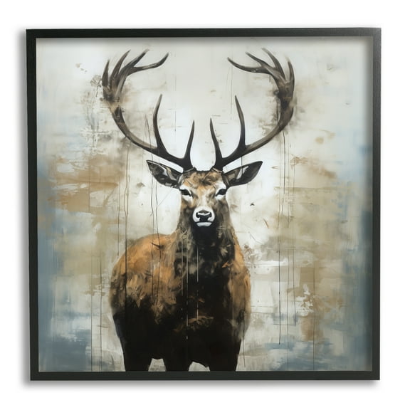 Stupell Industries Rustic Woodland Deer Animals & Insects Painting Black Framed Art Print Wall Art, 12 x 12