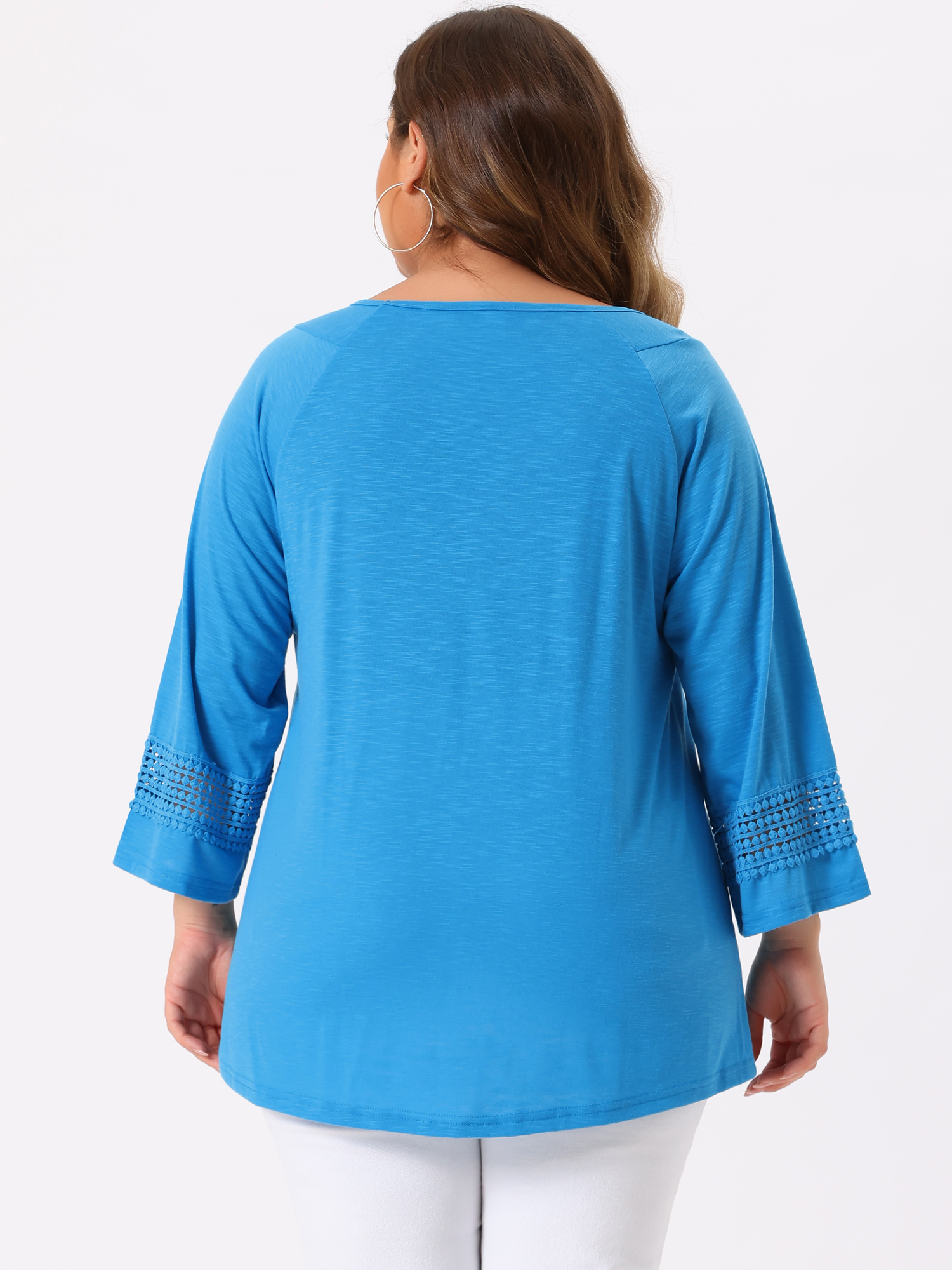 DARING DIVA Women's Plus Size Winter Kimono Long Sleeve Casual Top 2X Sky Blue