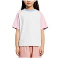thumbnail image 2 of Viluyesy Girls Boys T-Shirt, Short Sleeve Crew Neck Cotton Color Block Summer Casual Raglan Tee Pink 9T, 2 of 7