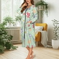 thumbnail image 5 of Yuyamidu Easter Egg Womens Robes Lightweight Zipper Front Loungewear Green Long Sleeve Robe for Women After Shower Soft Ladies Bathrobe Sleepwear Size M, 5 of 7