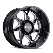 Cali Off-Road Sevenfold-9111 20X12 6X139.7 -51Et 106Cb Gloss Black/Milled Spokes