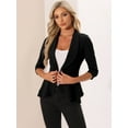 thumbnail image 4 of DARING DIVA Women's Draped Collar Open Front Blazer Ruffle Jacket XS Black, 4 of 6