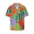 thumbnail image 2 of Lafuoo Dancing African Womans Pattern Men's Cuban Collar Short Sleeve Shirt, Button-Down Resort Beach Pocket Shirt-Medium, 2 of 7
