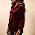 thumbnail image 6 of Njagoc3 Going Out Tops for Women | Collared Button Placket Long Sleeve Pullover Top with Curved Hem | Relaxed Fit for Fall Casual Wear & Evening Activities，Wine，M, 6 of 6