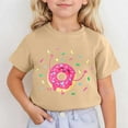 thumbnail image 2 of MIXUE Girls Tops & T-Shirts Summer Cute Doughnut Print Round Neck Short Sleeve Fashion Casual Tee Shirts Sportwear,Beige,12-13 Years, 2 of 4