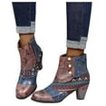 thumbnail image 5 of Mostsola Heeled Ankle Boots for Women Bohemian Print Vintage Side Zipper Short Booties Heels, 5 of 8