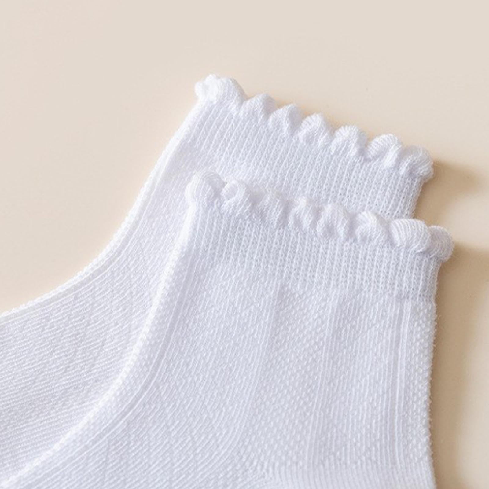 10 Pairs Kids Baby Girls Cotton Socks Ruffle Dress Thin Breathable Crew Socks Toddler Ankle Socks 3-14Years