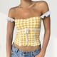 thumbnail image 3 of Conjunto de lencería Top corto a cuadros sexy, camisetas ajustadas, jersey para mujer, ropa de fiesta para discoteca Kuymtek Amarillo T M para Mujer, 3 of 6