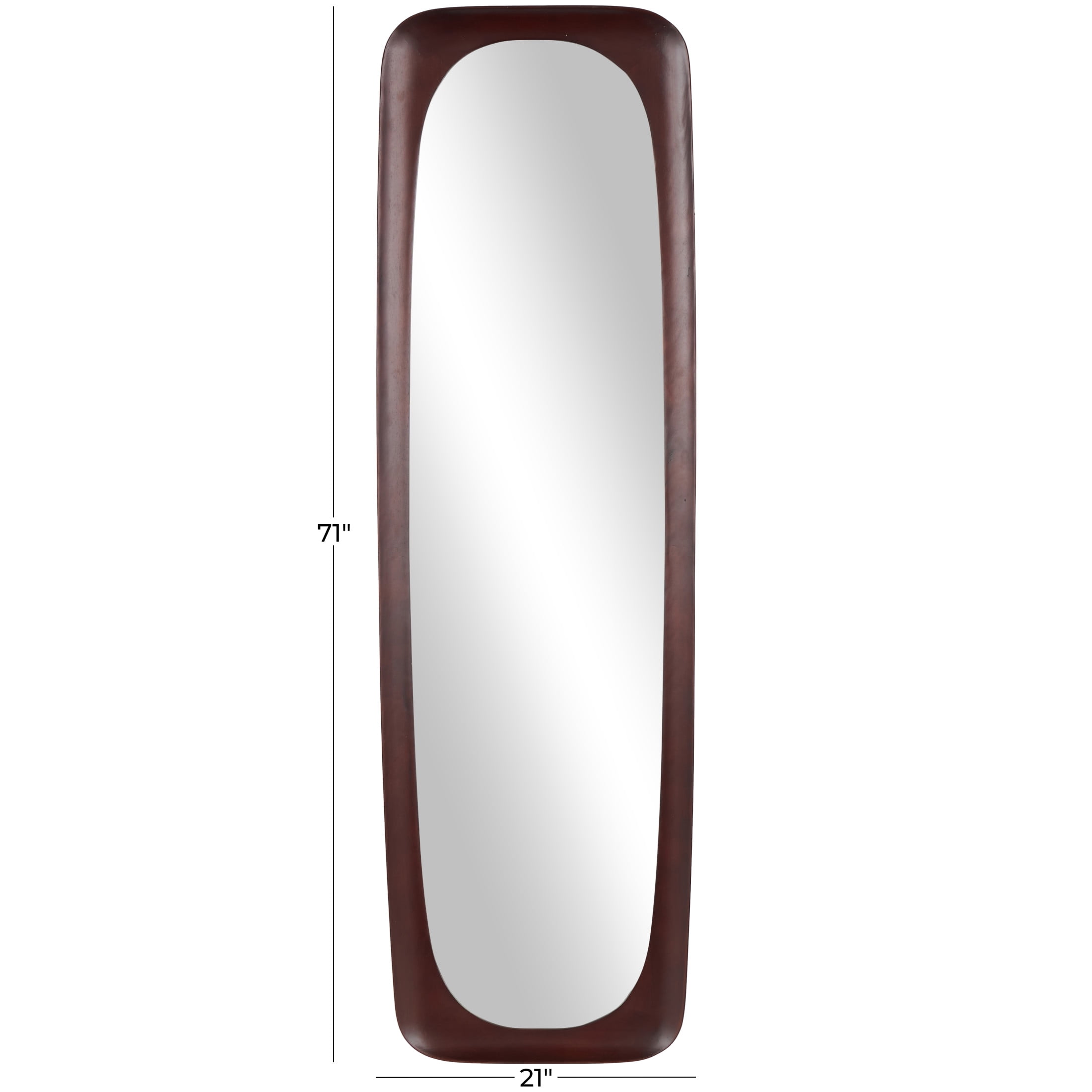 DecMode 21" x 71" Dark Brown Oval Wall Mirror
