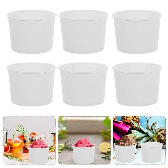 OUNONA 100pcs Ice Cream Bowls Disposable Paper Food Containers Takeout Food Holders Convenient Paper Cups for Dessert Soup and Snack Bowls for Sports Events