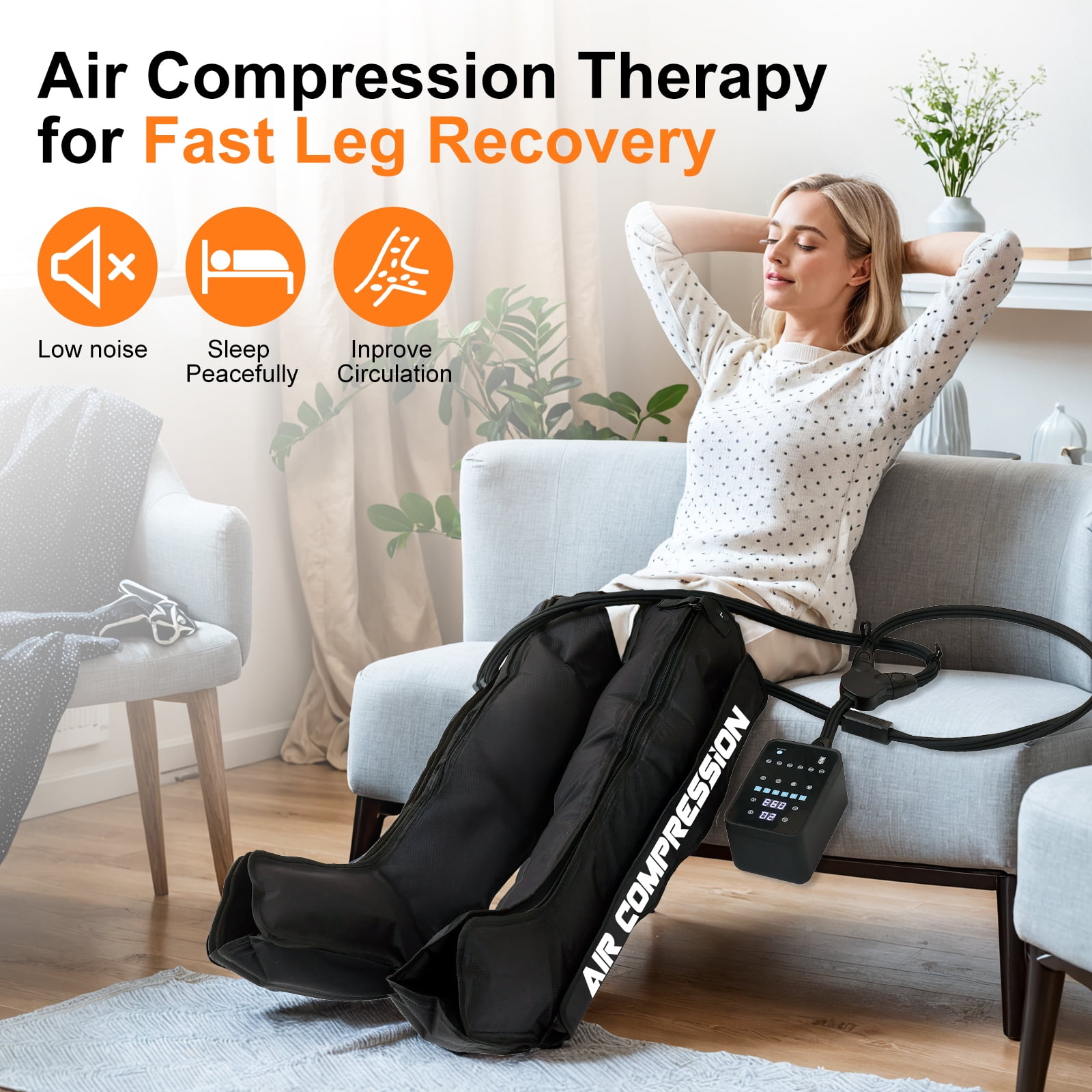 Professional Leg Recovery System, Cordless Air Compression Boots with Sequential Compression, Leg and Foot Massager, Fast Recovery Therapy for Athletes