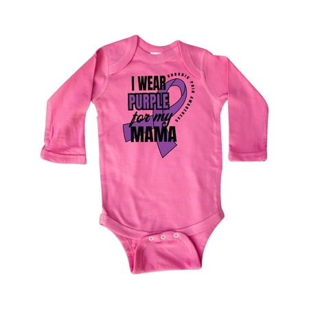 

Inktastic Chronic Pain I Wear Purple For My Mama Gift Baby Boy or Baby Girl Long Sleeve Bodysuit