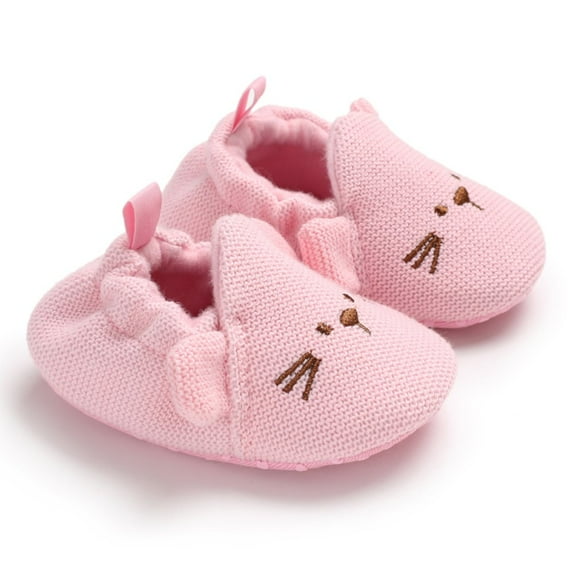 Seyurigaoka Daily Knitted Mouse Shape First Walkers Soft Sole Crib Shoes