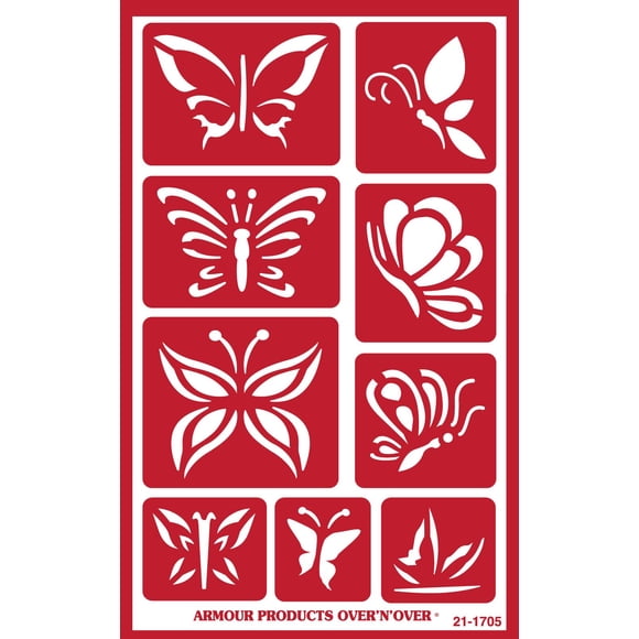 Plantilla reutilizable para grabado en vidrio Armour Etch, mariposas, 9 diseños