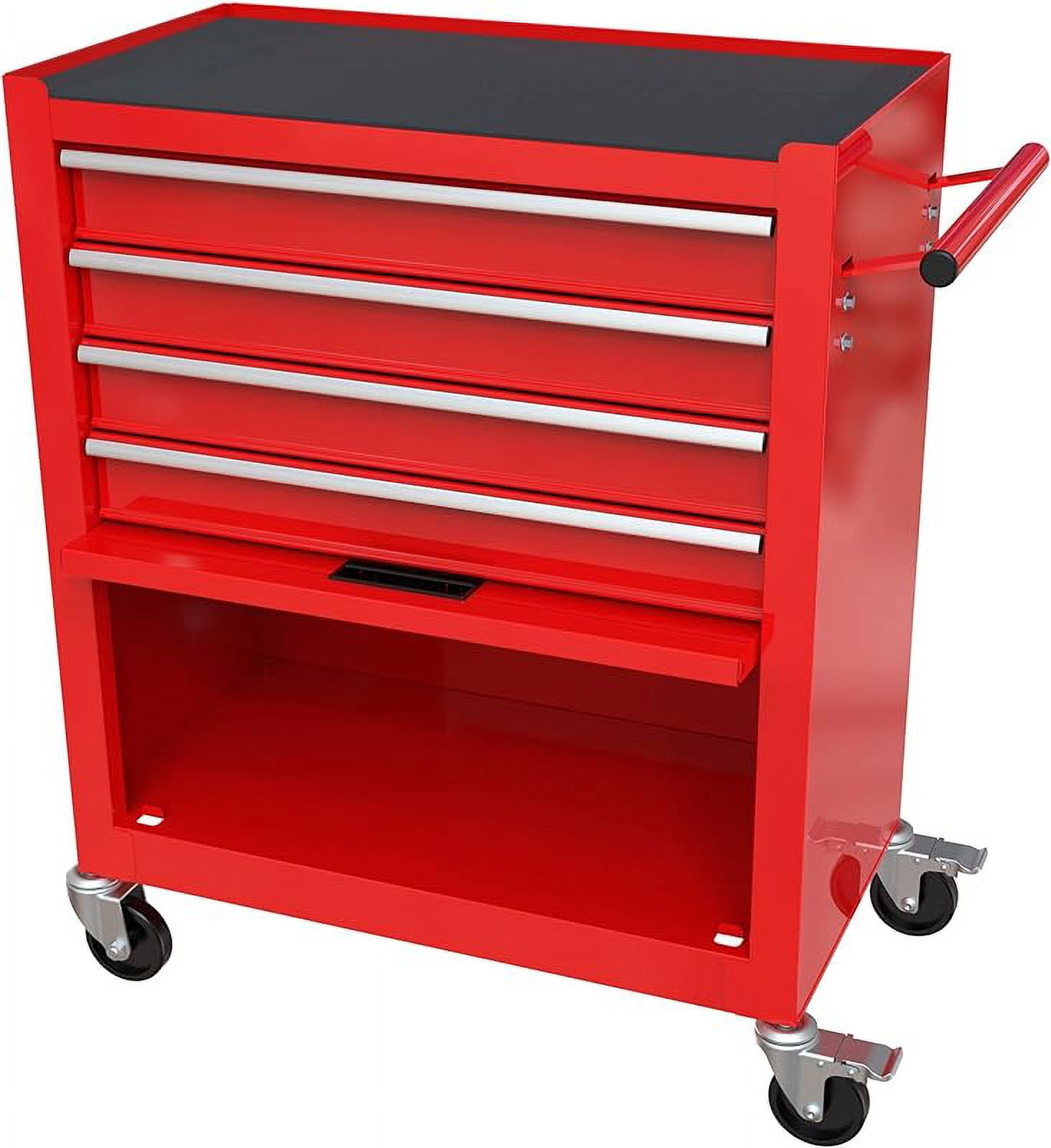 233-piece mechanics tool set, household tool kit with 4-drawer heavy duty metal tool cabinet, portable tool box for home/auto repair-gift for men (red)