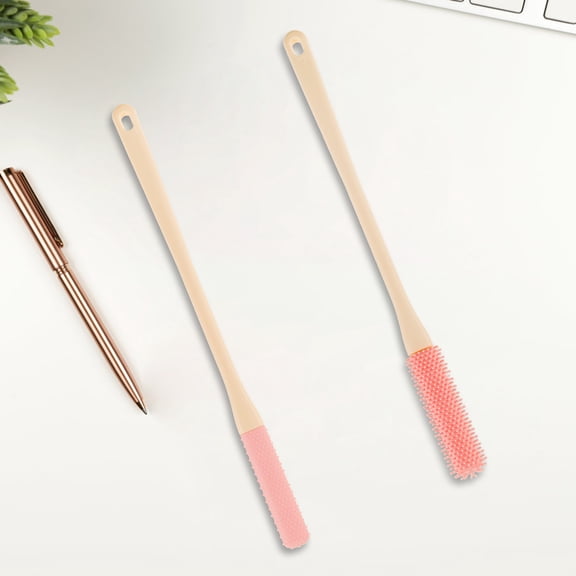 Austok Toe Gap Cleaning Brush Portable Long Handle Foot Brush Soft Rubber Foot Scrubber Ergonomic Foot Exfoliating Brush Shower Foot Cleaning Brush for Home Travel