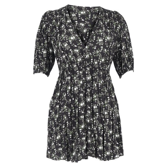 Pre-Owned Ganni Printed Crepe Mini Dress in Green Viscose