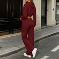 thumbnail image 4 of Brnmyaeo Sweatsuits for Women Long Sleeve Zip Up Crop Hooded Jacket Wide Leg Sweatpants Set 2026 Fall Fleece Lined 2 Piece Tracksuit Sets, 4 of 8