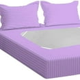 thumbnail image 6 of D.N.G. BEDDINGS 3 Piece Box Spring Cover - 100% Egyptian Cotton, 800 TC, Wrap Around 4 Sides Bed Skirt for Hotel & Home, Fits Box Springs up to 10 Inch - Full, Stripe Lilac Color, 6 of 9