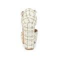 thumbnail image 2 of BLISSFUL STEP Women's Plaid Platform Ankle Strap Block Heel Mary Janes Pumps White Gold 9, 2 of 7