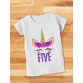 thumbnail image 4 of Gift for 5 Year Old Girl Unicorn 5th Birthday Infant Girls' Fitted T-Shirt 4T White, 4 of 6
