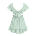 thumbnail image 4 of Wxirdiow Girls Sundress Tween Girl Summer Dress Ruffle Sleeveless Fashion Casual Dresses Light Green Size,6-7 Years, 4 of 5