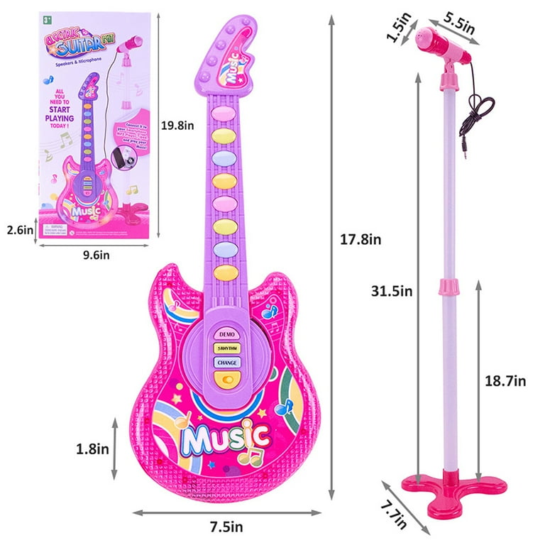 Pack Guitare + micro + amplificateur enfant rose