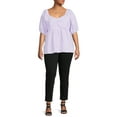 thumbnail image 2 of Terra & Sky Women's Plus Size Cotton Gingham Top, 2 of 5