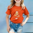 thumbnail image 2 of PMVFHDE Hauts pour Fille Tendance Manches Courtes Tunique Manches Courtes pour Sortir Carnaval d'Enfants Imprimé Col Rond T-Shirt Manches Courtes Orange, 3-4 Ans, 2 of 4