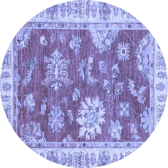 Ahgly Company Machine Washable Indoor Round Oriental Blue Modern Area Rugs, 4' Round