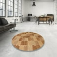 thumbnail image 3 of Ahgly Company Indoor Round Abstract Orange Checkered Area Rugs, 4' Round, 3 of 6