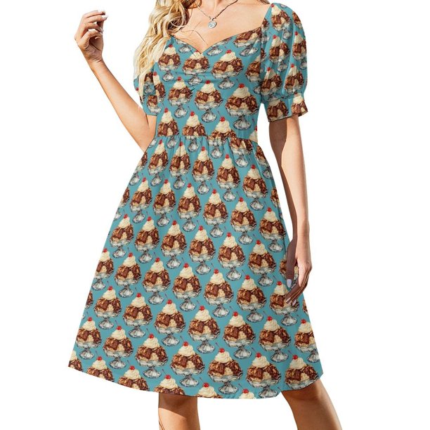 Vestido de manga corta con patrón de helado ropa de mujer novedades de verano 2025 falda de verano para mujer vestido suelto para mujer