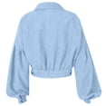 thumbnail image 4 of DeHolifer Women's Cropped Shacket Button Down Lapel Long Sleeve Corduroy Crop Jacket Light Blue L, 4 of 8