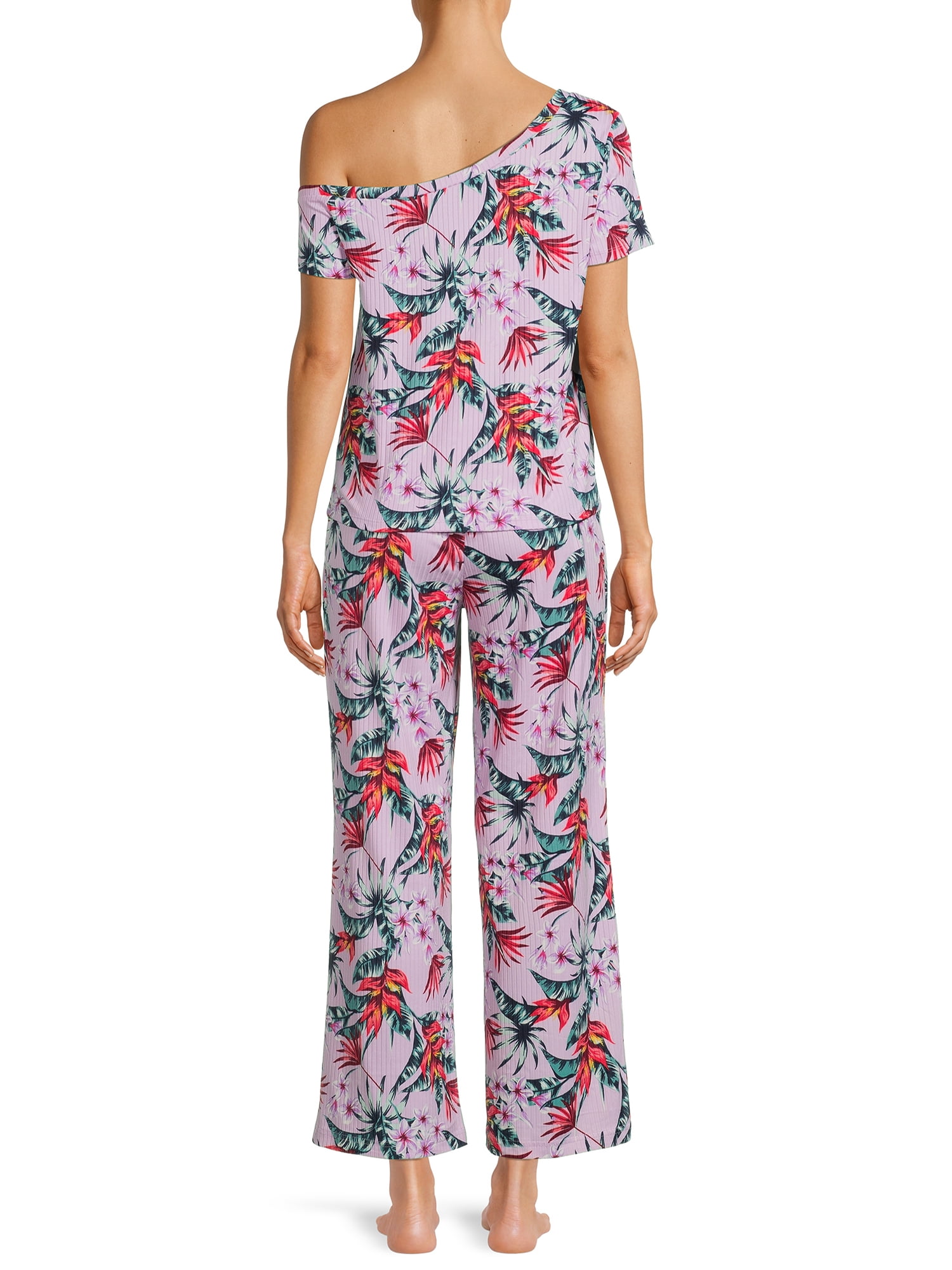 Secret Treasures Women's Off The Shoulder Tee and Pants Lounge Set, 2-Piece