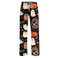 thumbnail image 5 of Fabrcox Halloween Woman Pajama Pants Pumpkin Ghost Cat Sleep Pants Women Fall Winter Festival Comfy Womans Lounge Pants Black M, 5 of 6